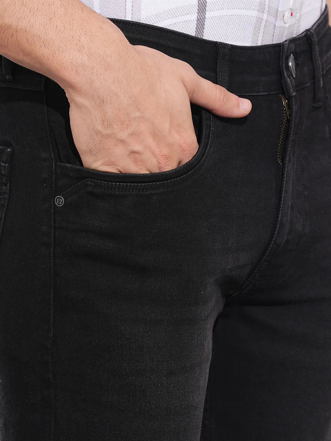 Men's Black Mid-Rise Straight Fit Light-Wash Jeans by Being Human Clothing