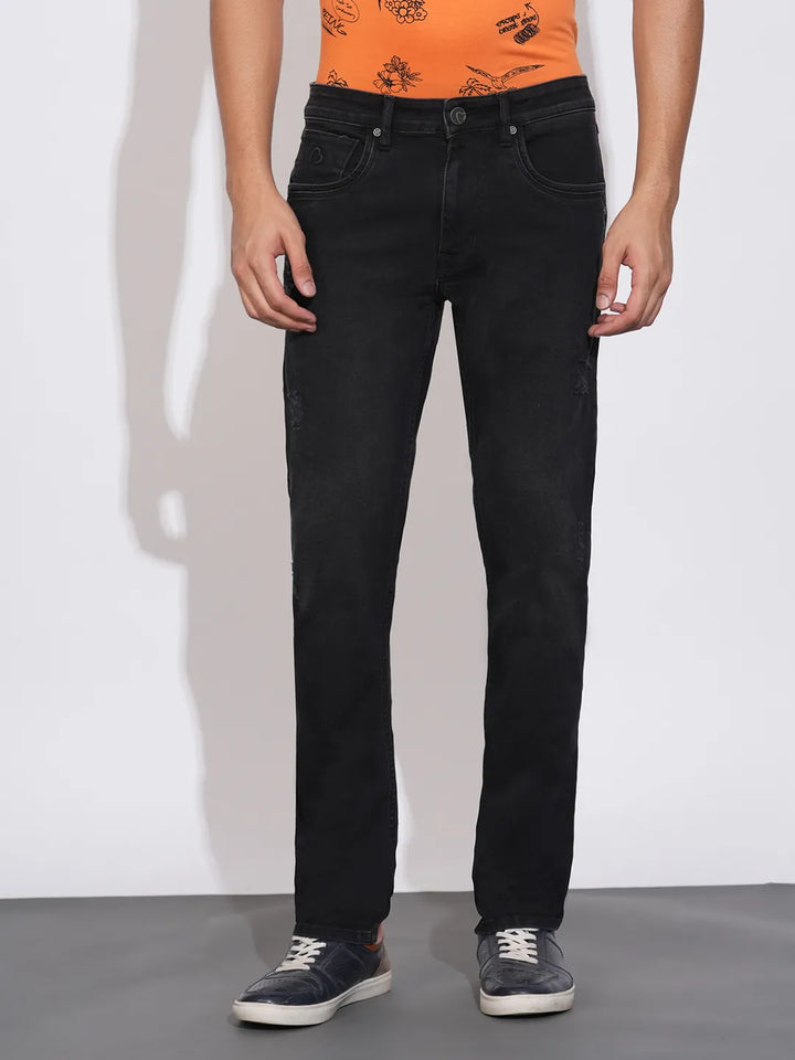 Black Argon-Cropped Fit Denims for Men by Being Human Clothing