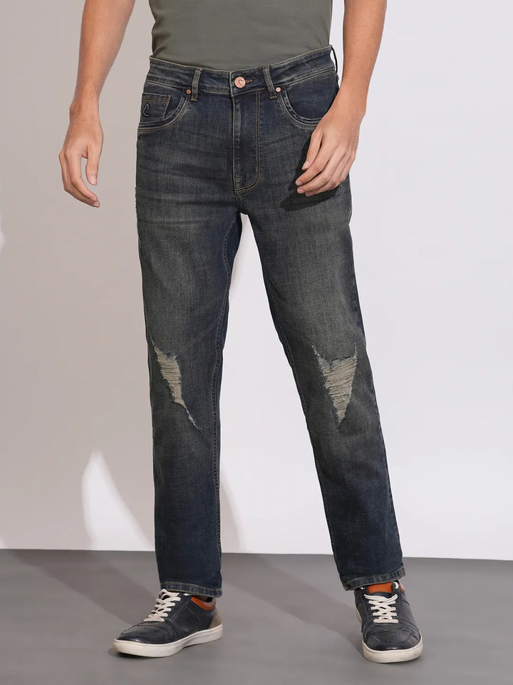 Blue Krypton-Straight Fit Denims for Men