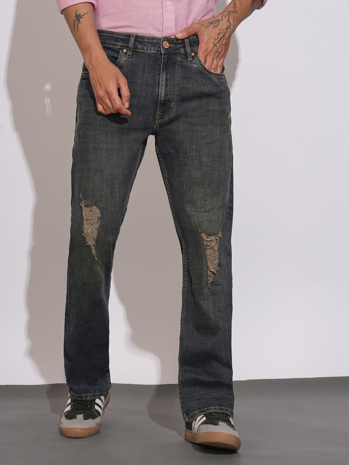 Black Berylium Boot Cut Fit Denims for Men