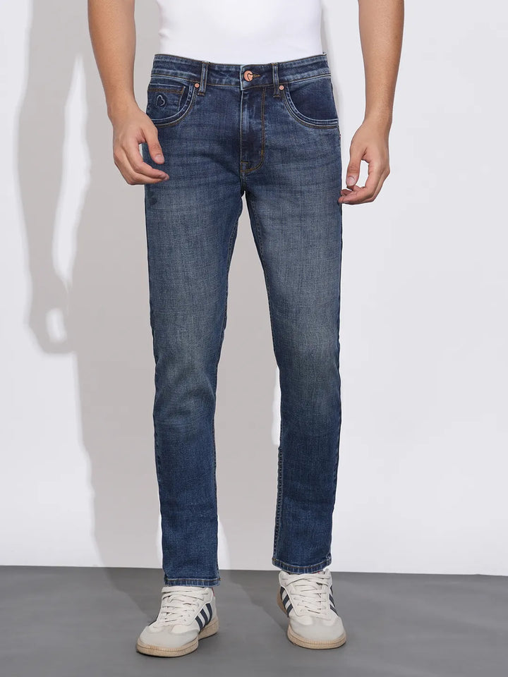 Blue Neon-Slim Fit Denims for Men by Being Human Clothing