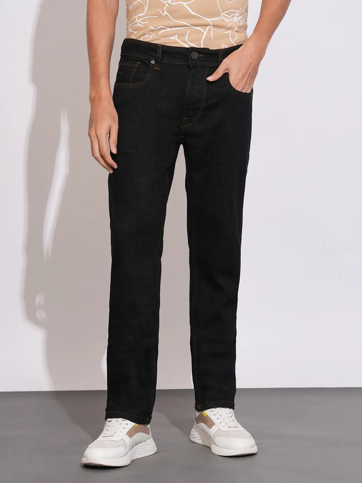 Black Krypton-Straight Fit Denims for Men by Being Human Clothing