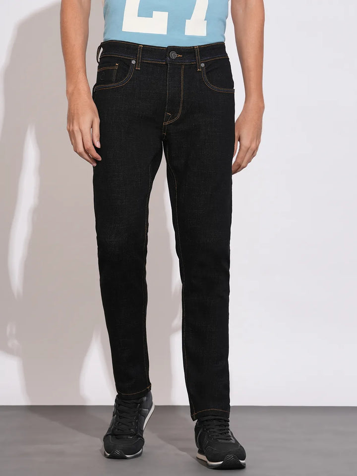 Black Argon-Cropped Fit Denims for Men by Being Human Clothing
