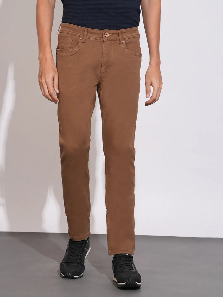 Brown Helium-Skinny Fit Denims for Men