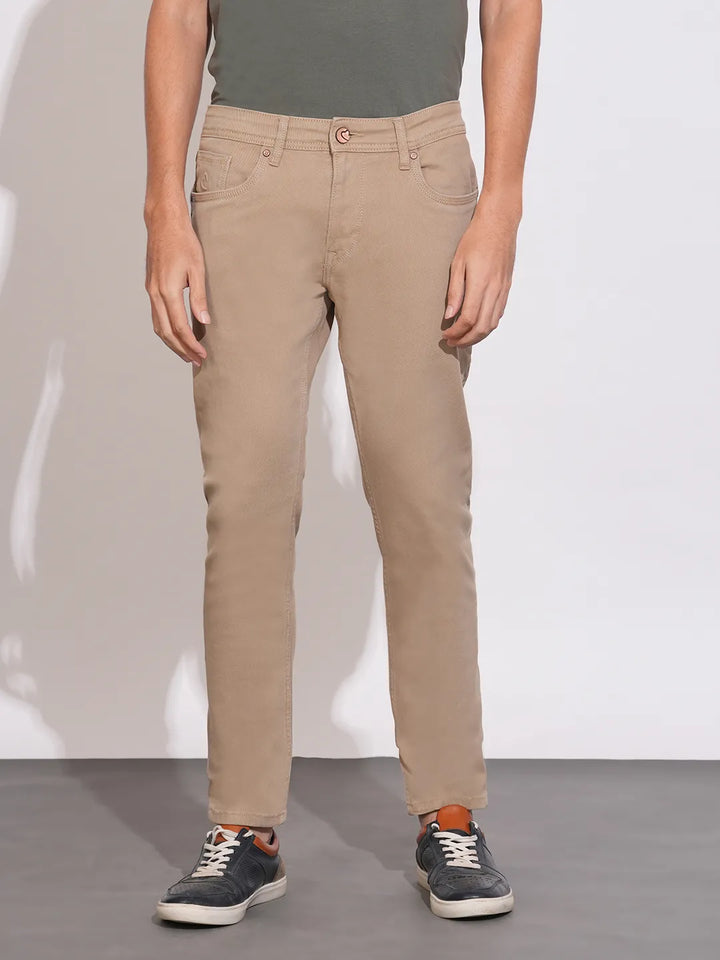 Khaki Skinny Fit Denims For Men By Being Human Clothing