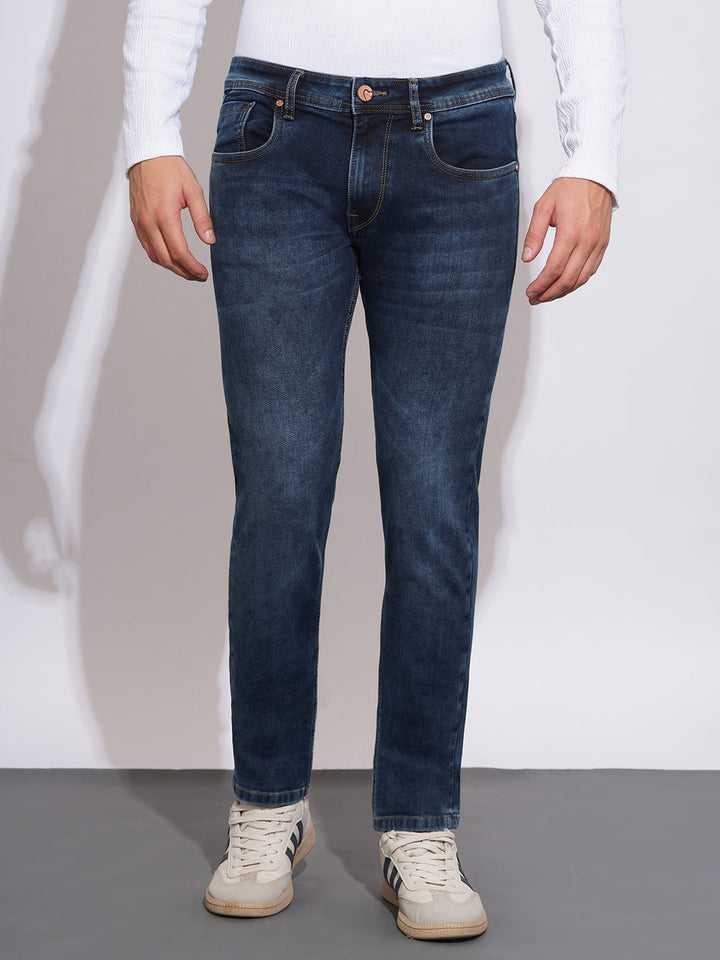 Blue Helium-Skinny Fit Denims for Men by Being Human Clothing