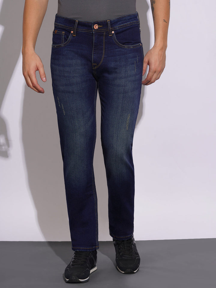 Blue Krypton-Straight Fit Denims for Men