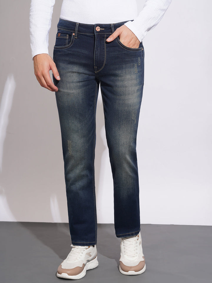 Blue Krypton-Straight Fit Denims for Men