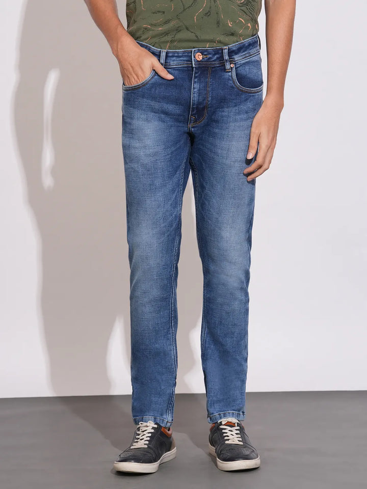 Blue Helium-Skinny Fit Denims for Men