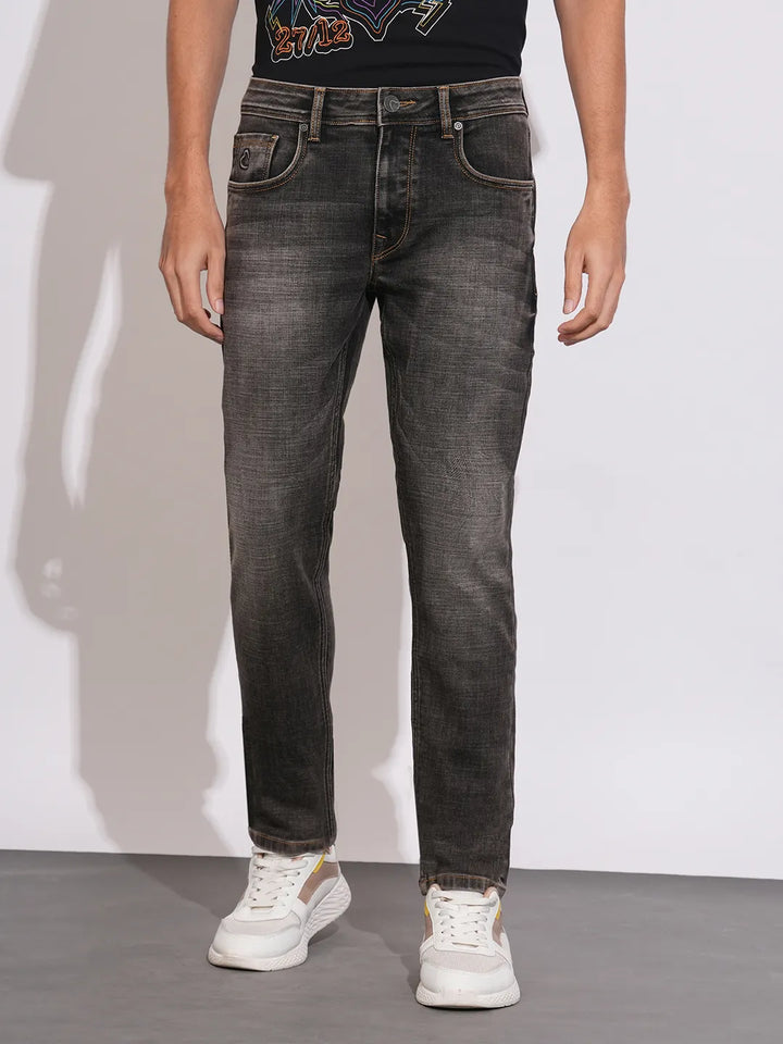 Grey Slim Fit Denims For Men By Being Human Clothing
