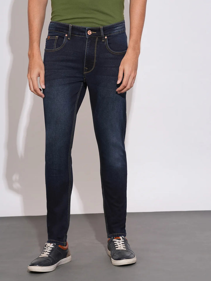 Blue Argon-Cropped Fit Denims for Men by Being Human Clothing