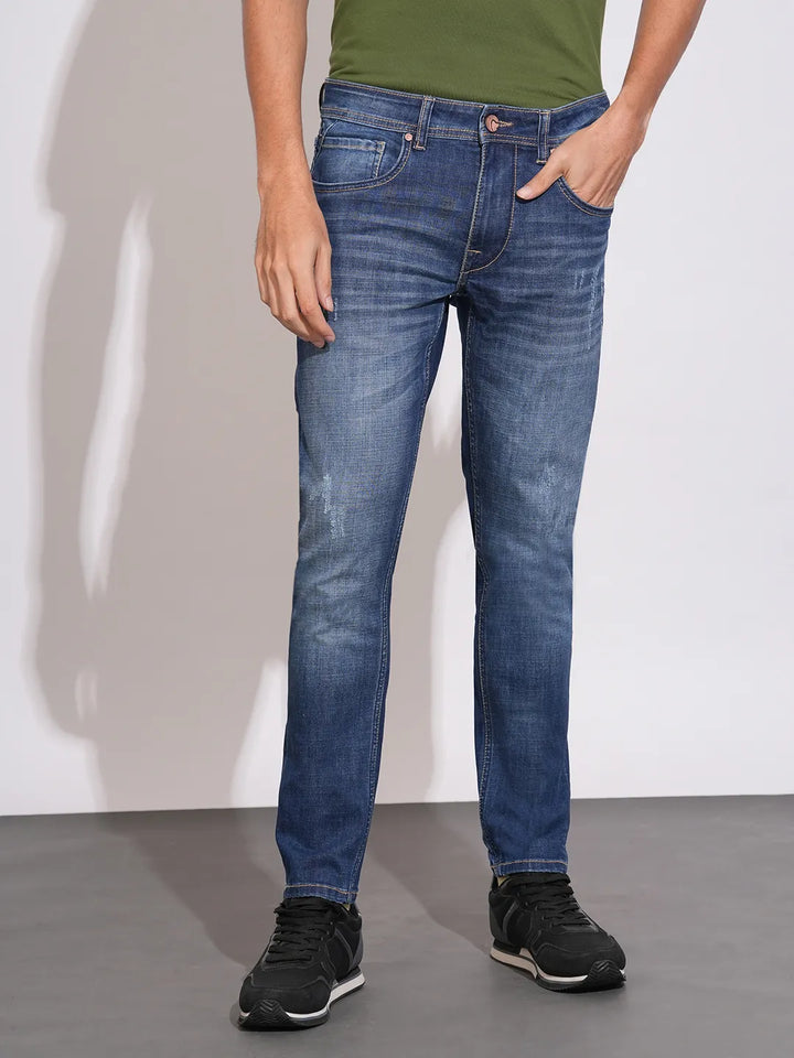 Blue Argon-Cropped Fit Denims for Men by Being Human Clothing