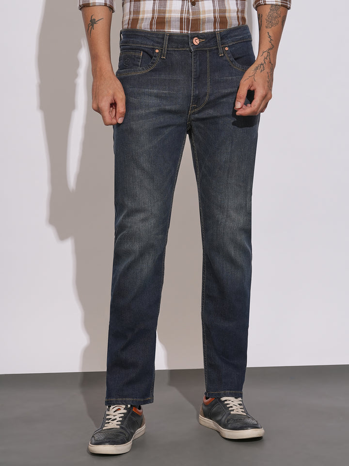 Blue Krypton-Straight Fit Denims for Men