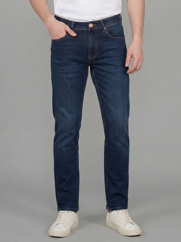 Dark Blue Straight Fit Men's Jeans by Being Human Clothing