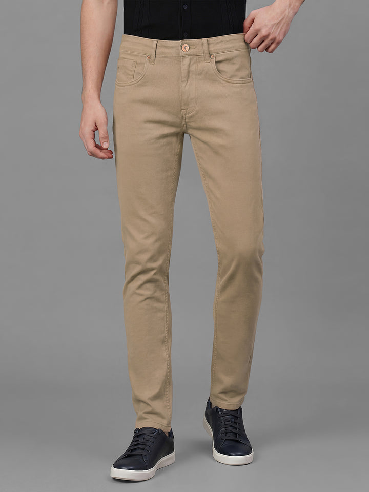 Khaki Slim Fit Mid Rise Men's Jeans