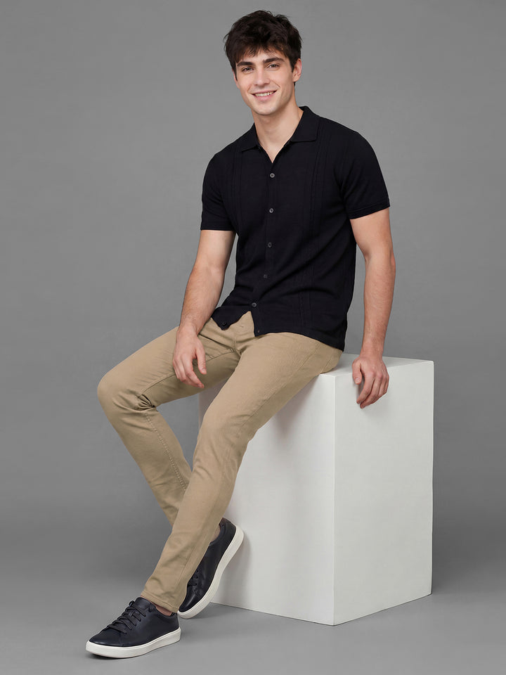 Khaki Slim Fit Mid Rise Men's Denims