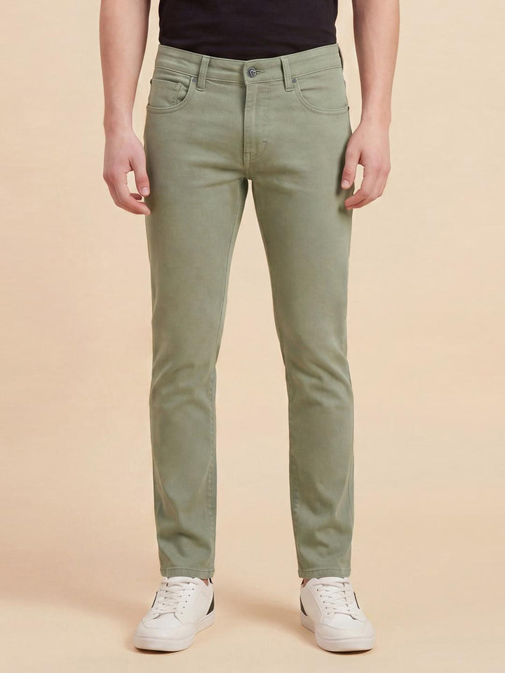 Sage Green Slim Fit Mid Rise Men's Jeans