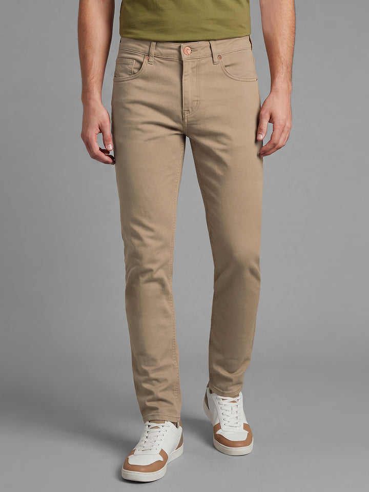 Khaki Straight Fit Mid Rise Men's Jeans