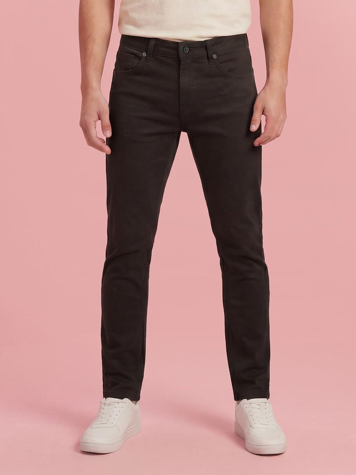 Brown Cropped Fit Mid Rise Men's Jeans