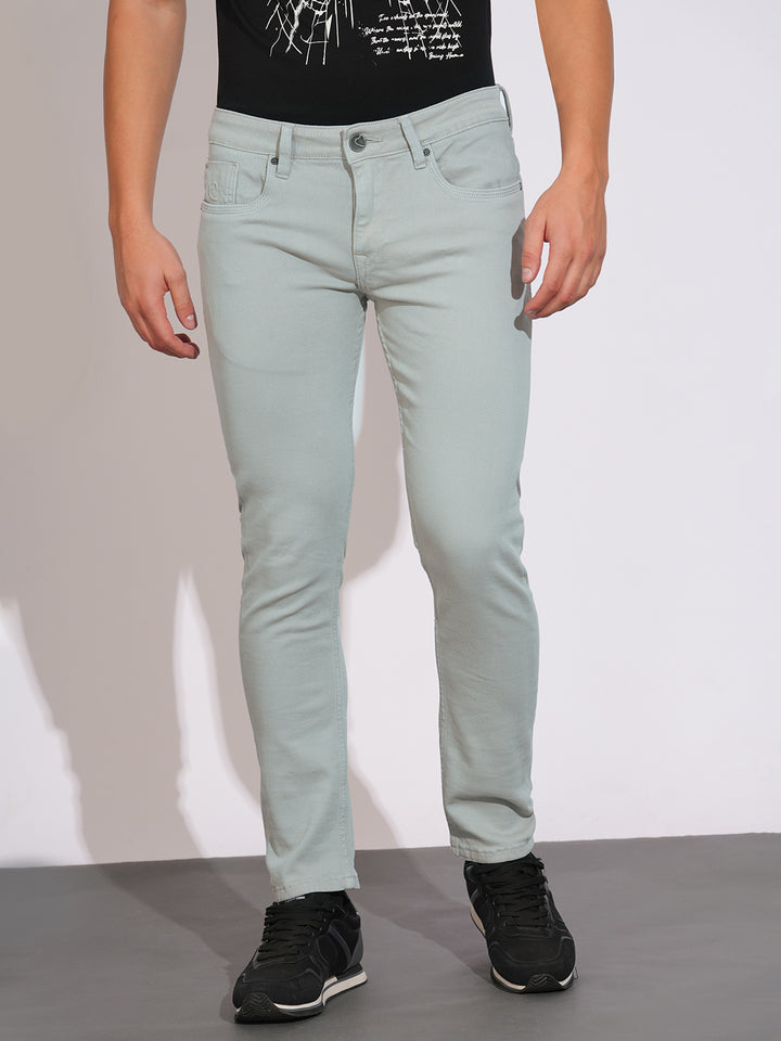 Grey Argon-Cropped Fit Denims for Men by Being Human Clothing