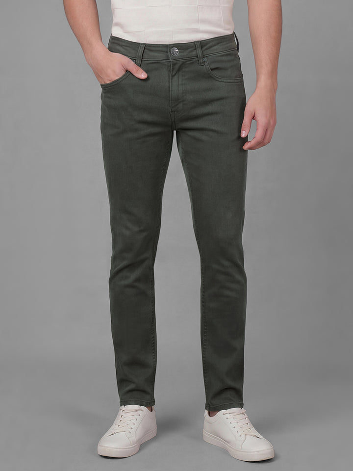Green Cropped Fit Men's Jeans