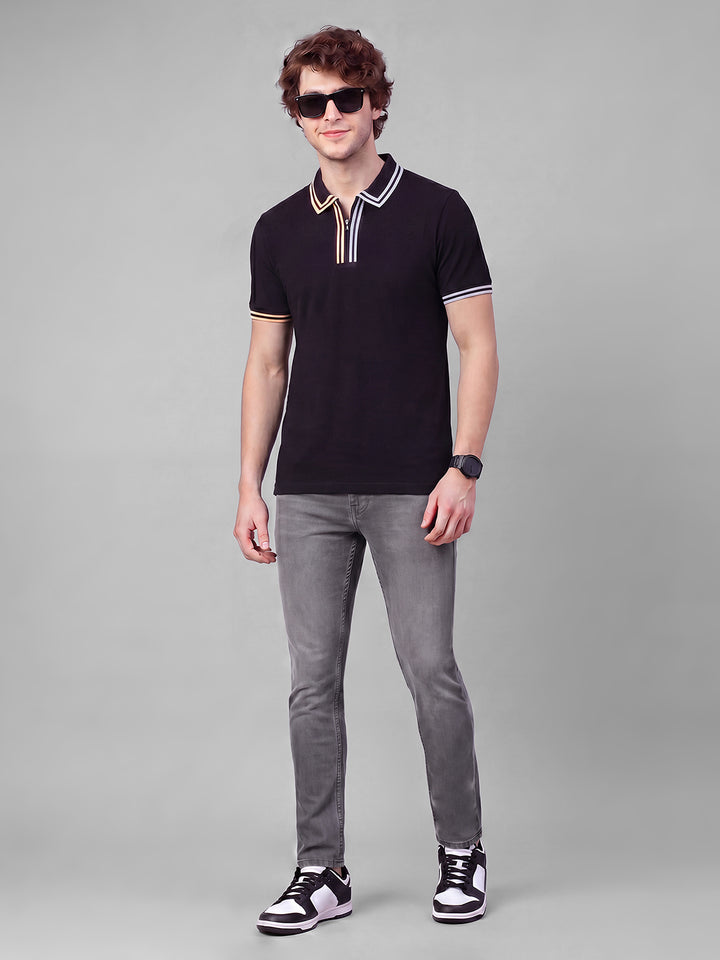 Dark Grey Slim Fit Cotton Blend Mid Rise Men's Denims by Being Human Clothing