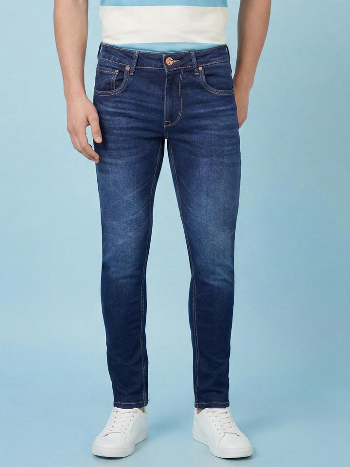 Dark Blue Slim Fit Mid Rise Men's Jeans