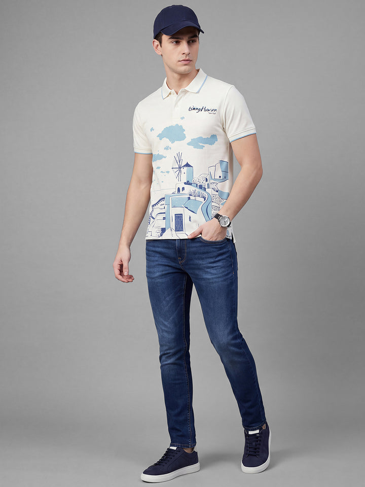 Mid Blue Slim Fit  Cotton Blend Mid Rise Men's Denims by Being Human Clothing