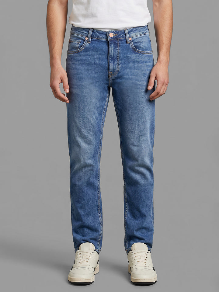 Blue Straight Fit Men's Jeans by Being Human Clothing