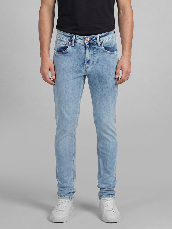 Blue Slim Fit Cotton Blend Mid Rise Men's Jeans by Being Human Clothing