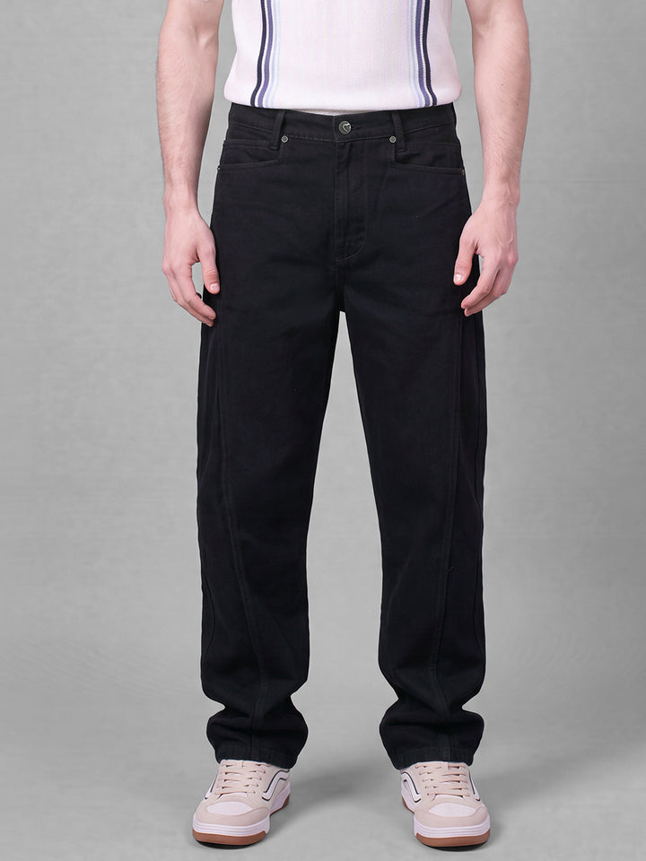 Black Anti Fit Pure Cotton Mid Rise Men's Denims by Being Human Clothing