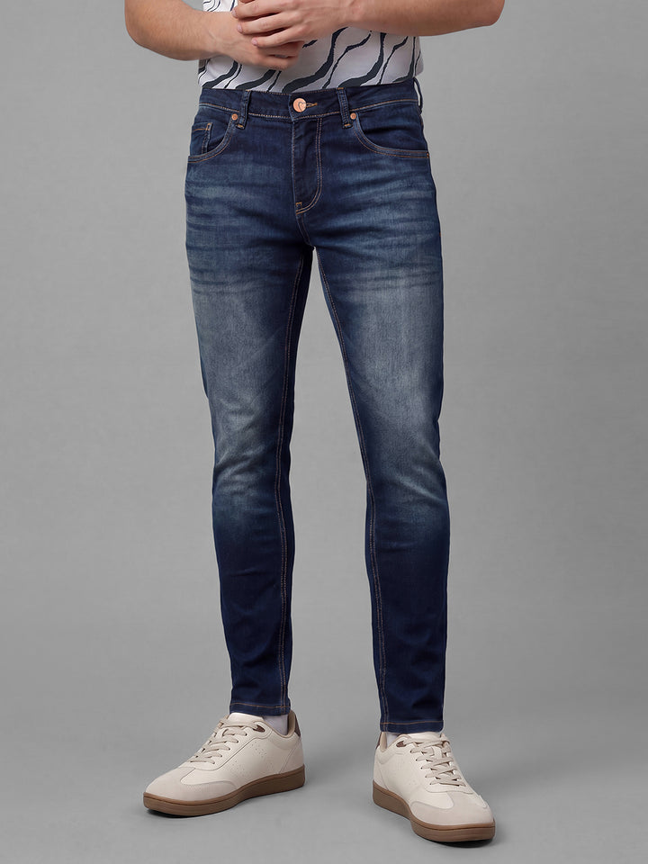Dark Blue Cropped Fit  Men's Jeans