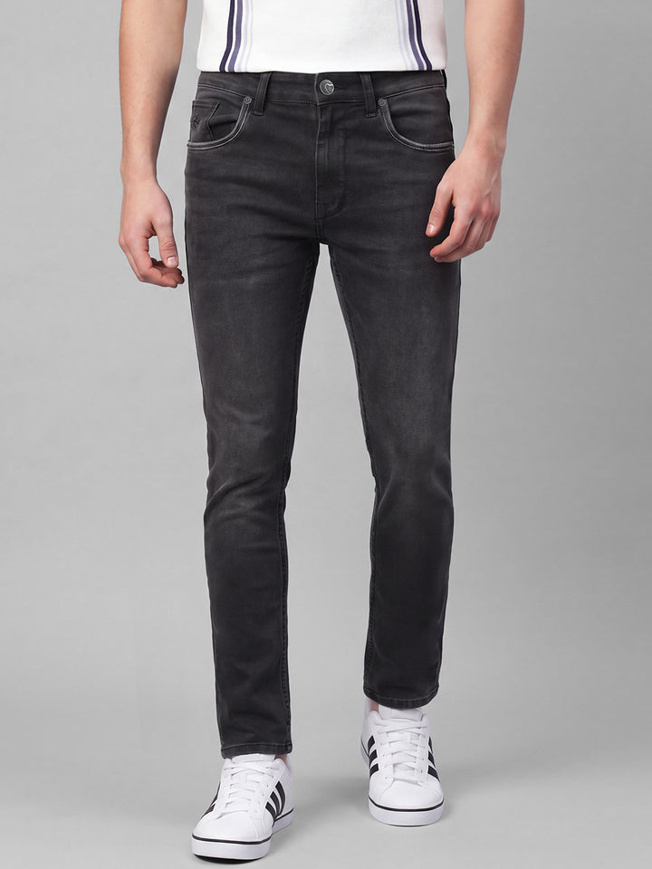 Black Cropped Fit Cotton Blend Mid Rise Men's Denims by Being Human Clothing