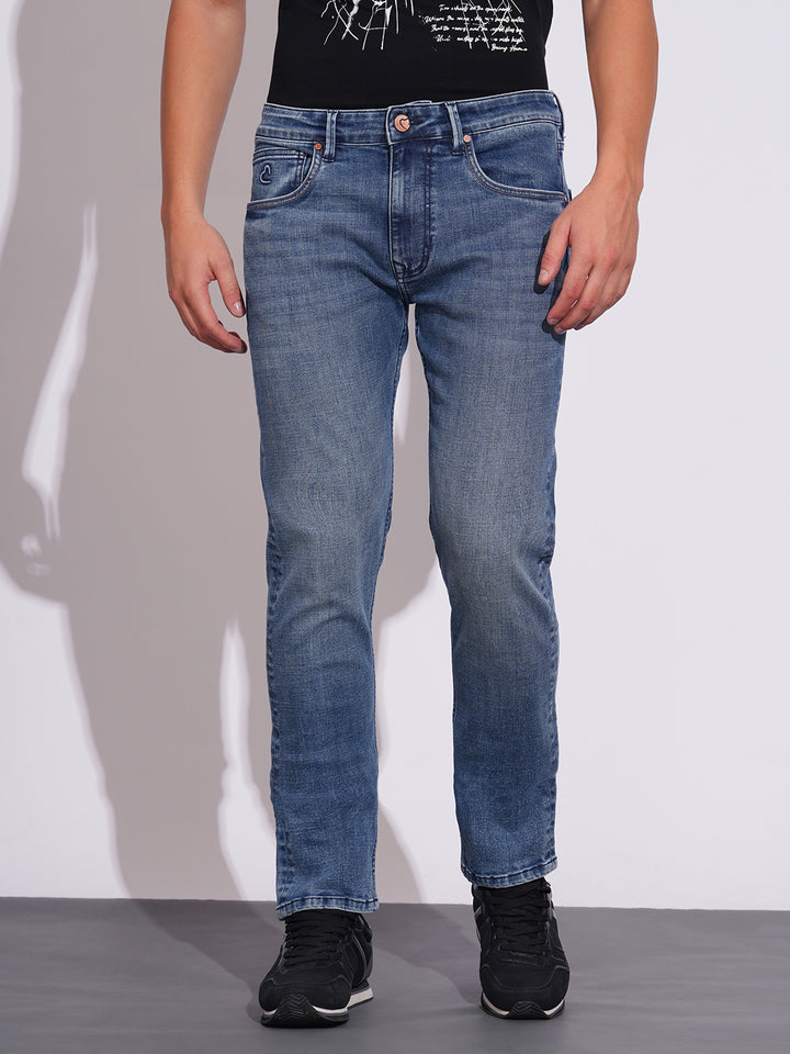 Blue Krypton-Straight Fit Denims for Men by Being Human Clothing