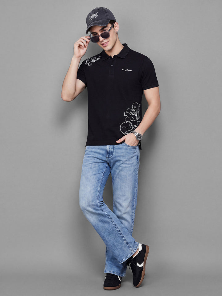 Light Blue  Straight Fit Cotton Blend Mid Rise Men's Denims by Being Human Clothing