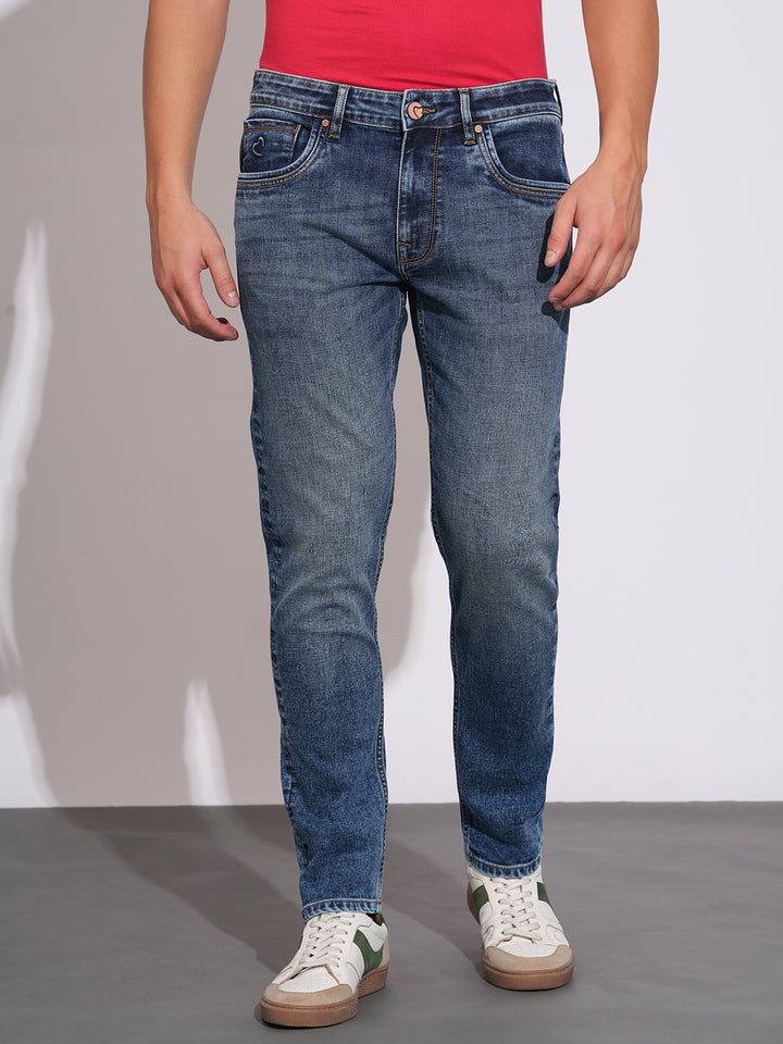 Blue Krypton-Straight Fit Denims for Men