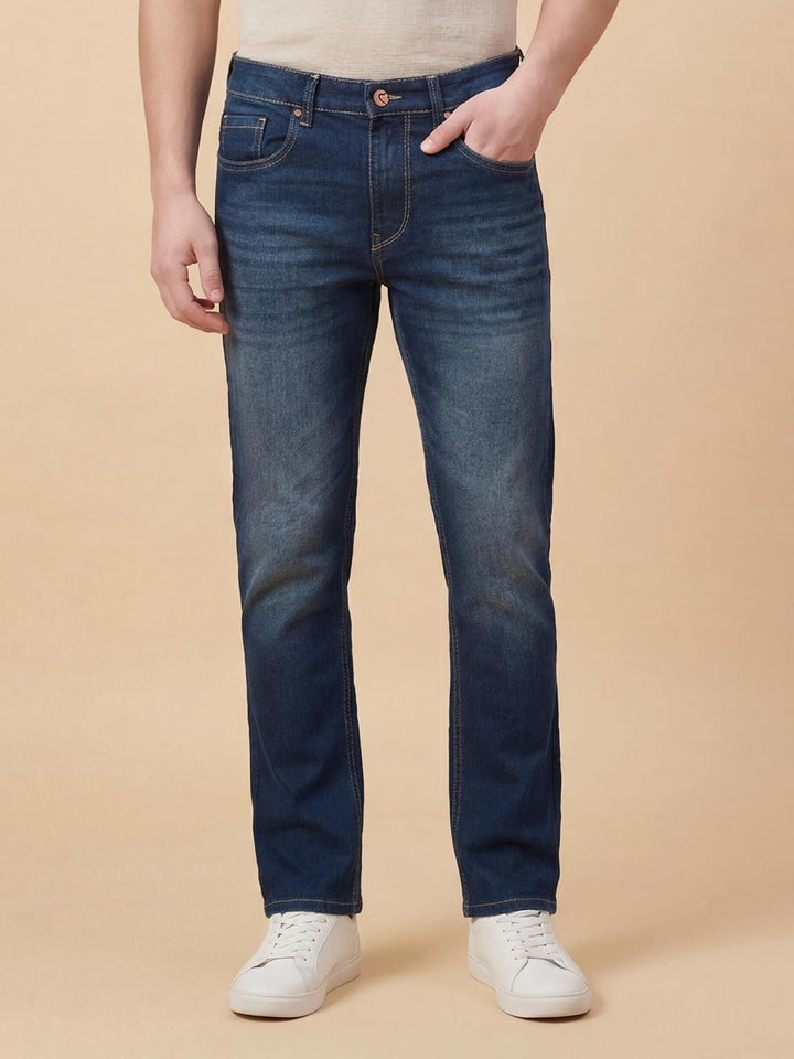 Dark Blue Boot Cut Fit Mid Rise Men's Jeans