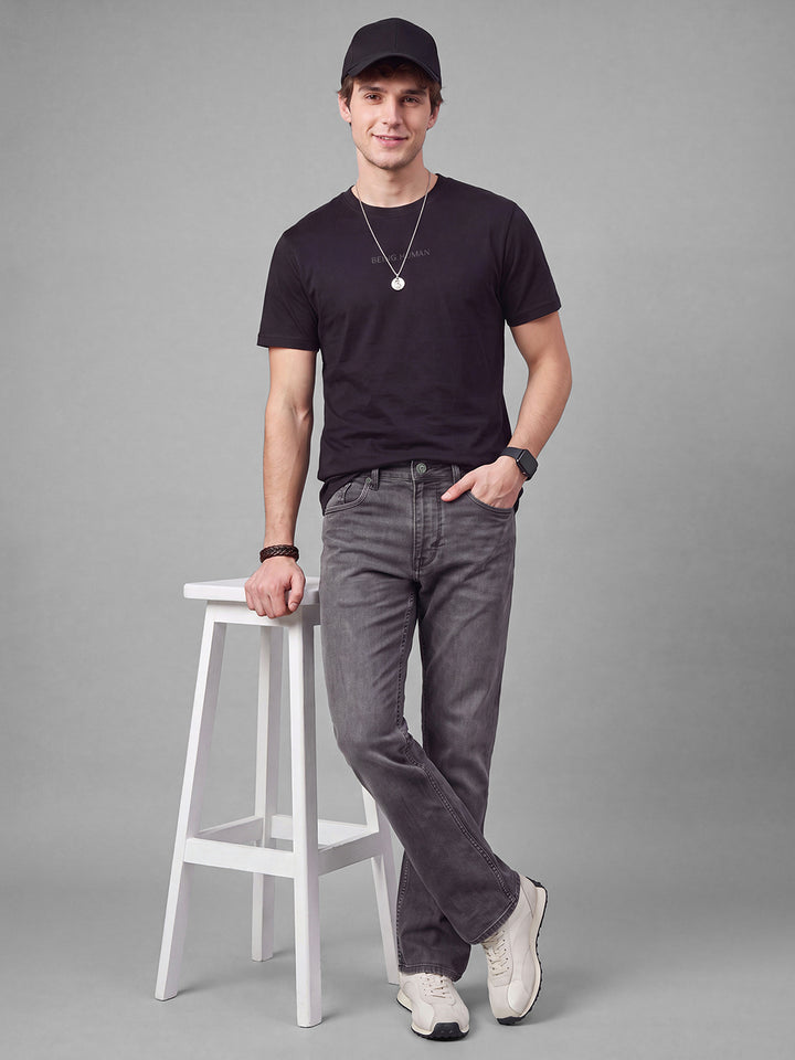 Black Bootcut Fit Cotton Blend Mid Rise Men's Denims by Being Human Clothing