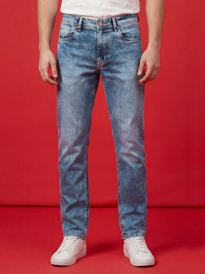 Light Blue Relaxed Fit Mid Rise Men's Jeans