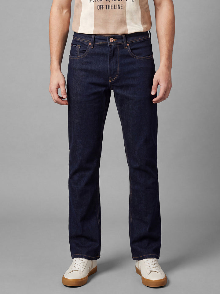 Navy Bootcut Fit Cotton Blend Mid Rise Men's Denims by Being Human Clothing