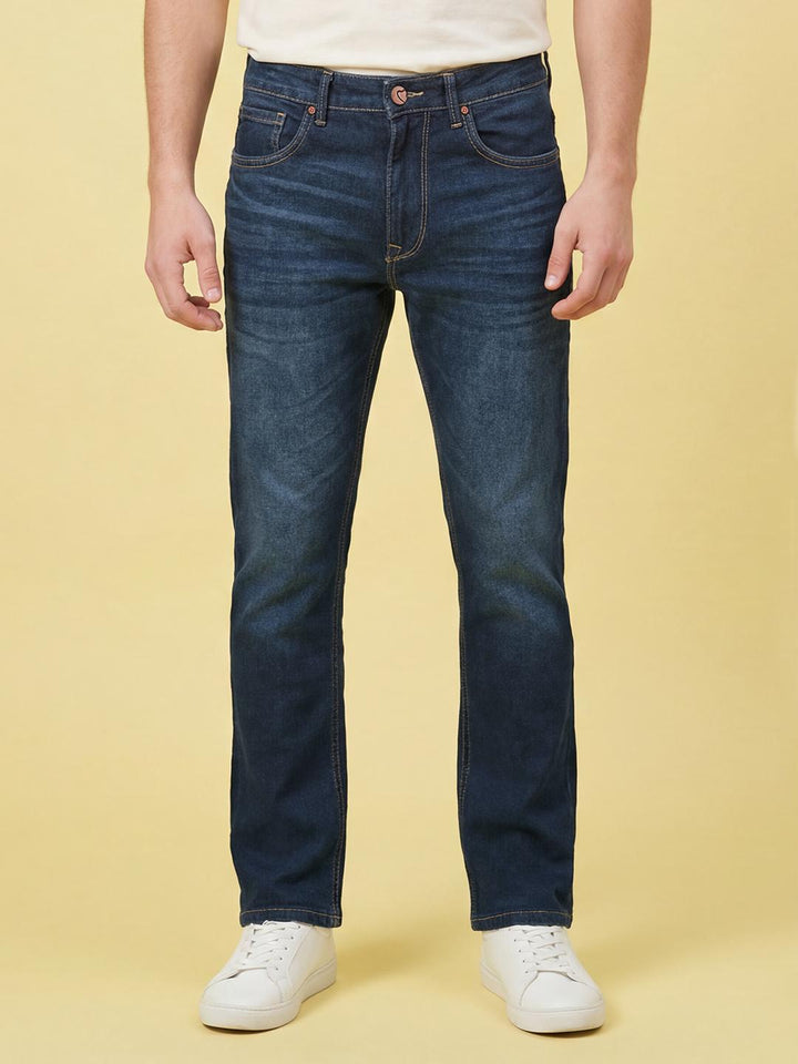 Dark Blue Boot Cut Fit Mid Rise Men's Jeans