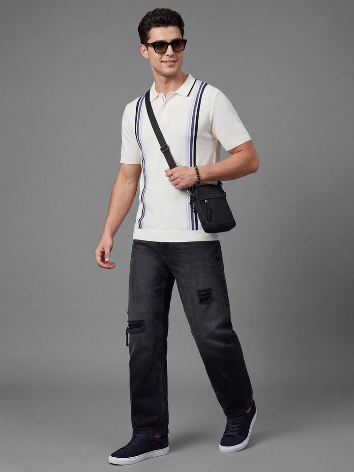 Black Relaxed Straight Fit Pure Cotton Mid Rise Men's Denims by Being Human Clothing