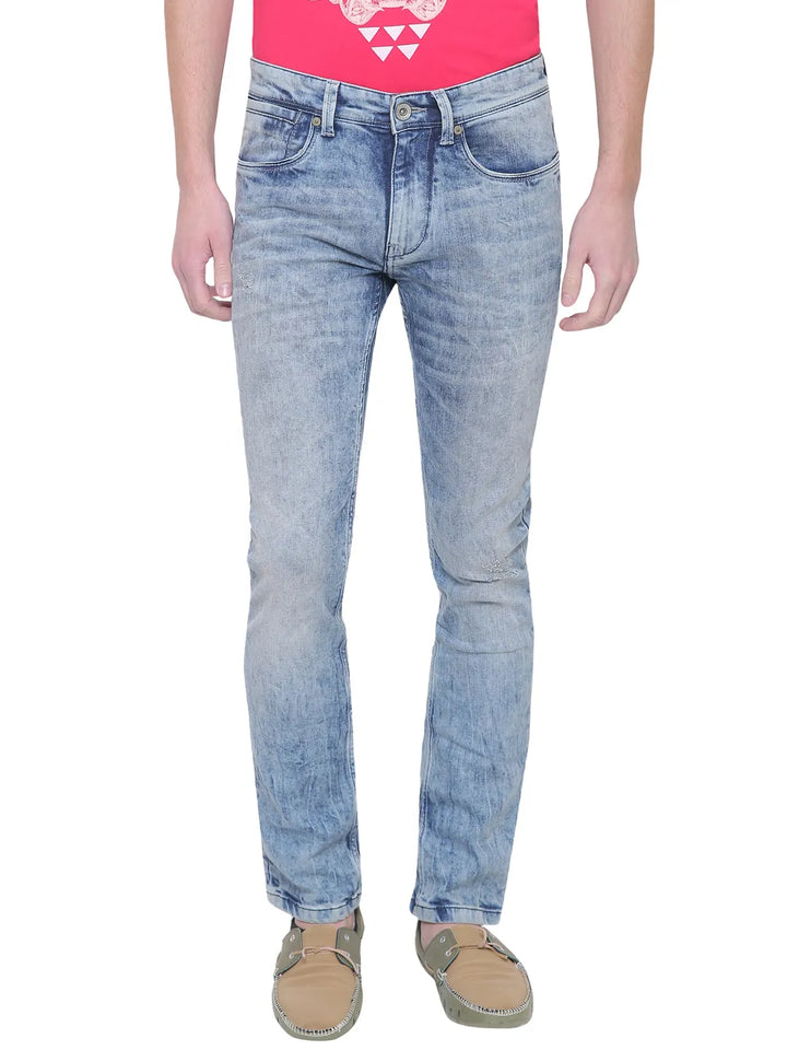 Blue Skinny Straight Fit Men's Denims