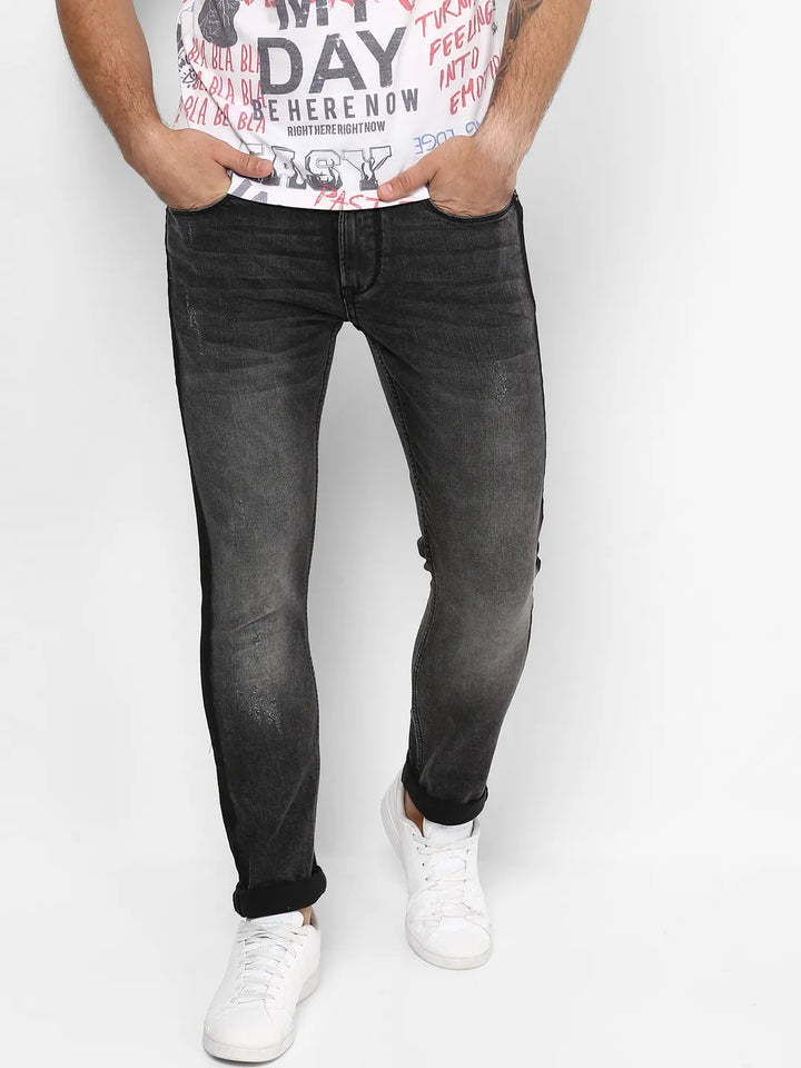 Grey Mid Rise Super Skinny Fit Denim for Men