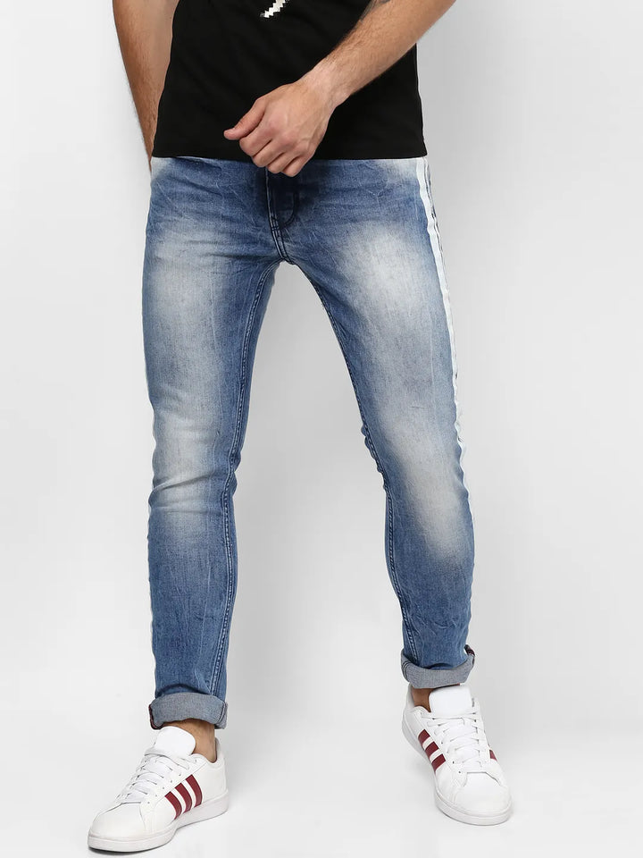 Blue Skinny Cropped Fit Men's Denims
