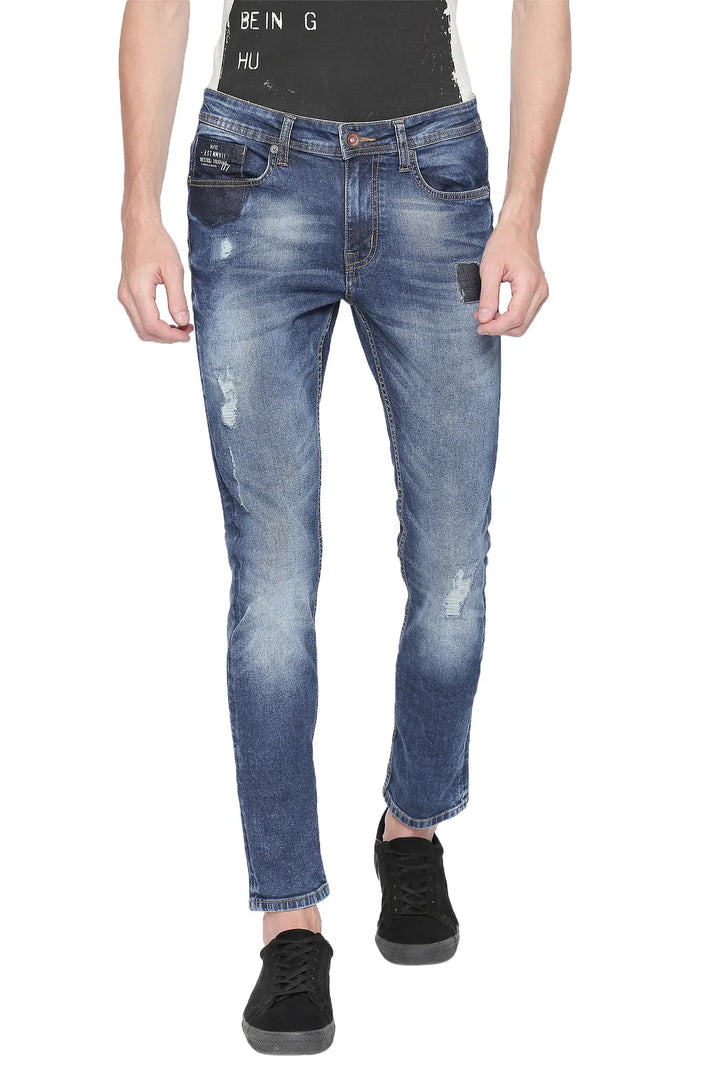 Blue Skinny Straight Fit Men's Denims