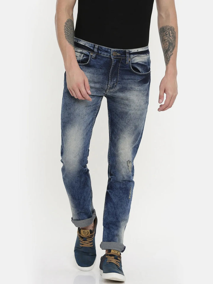Blue Slim Fit Denim for Men