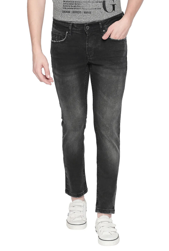 Black Skinny Cropped Fit Men's Denims