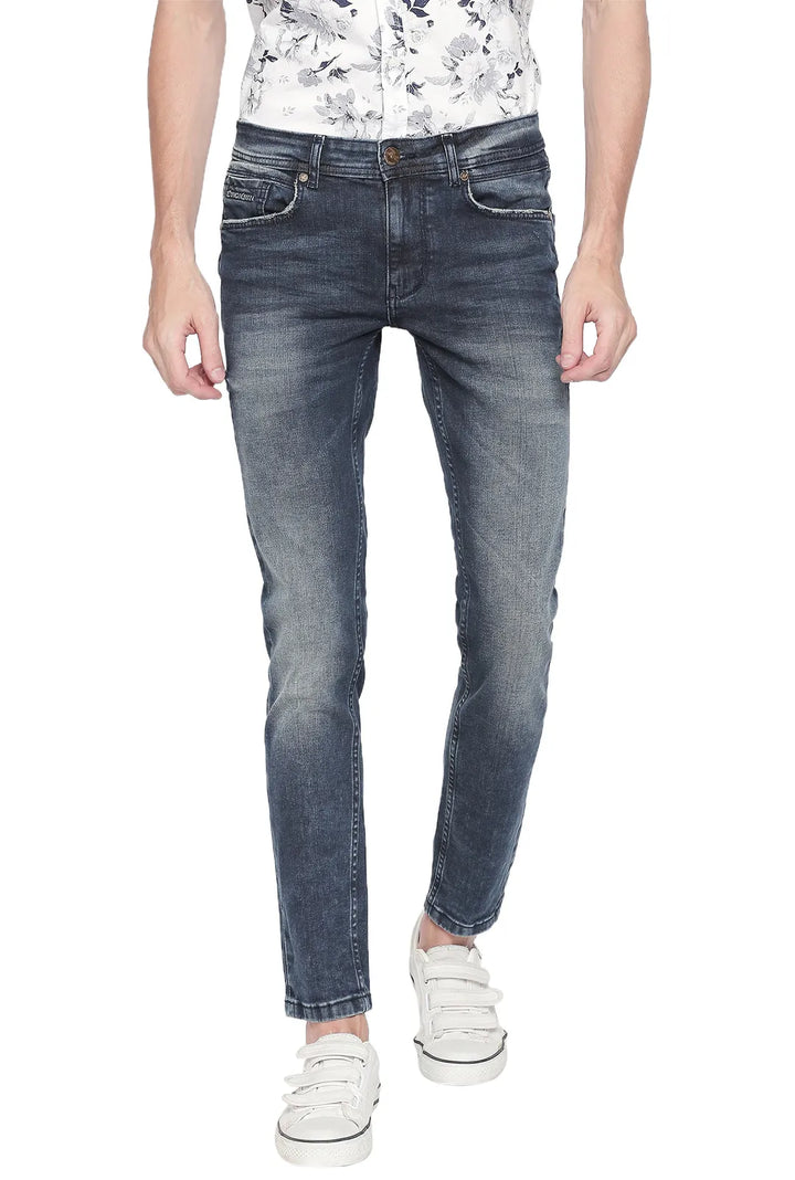 Blue Mid Rise Super Skinny Fit Denim for Men