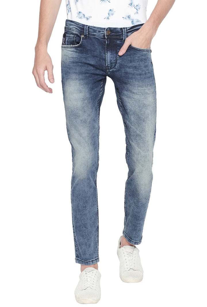 Blue Mid Rise Super Skinny Fit Denim for Men